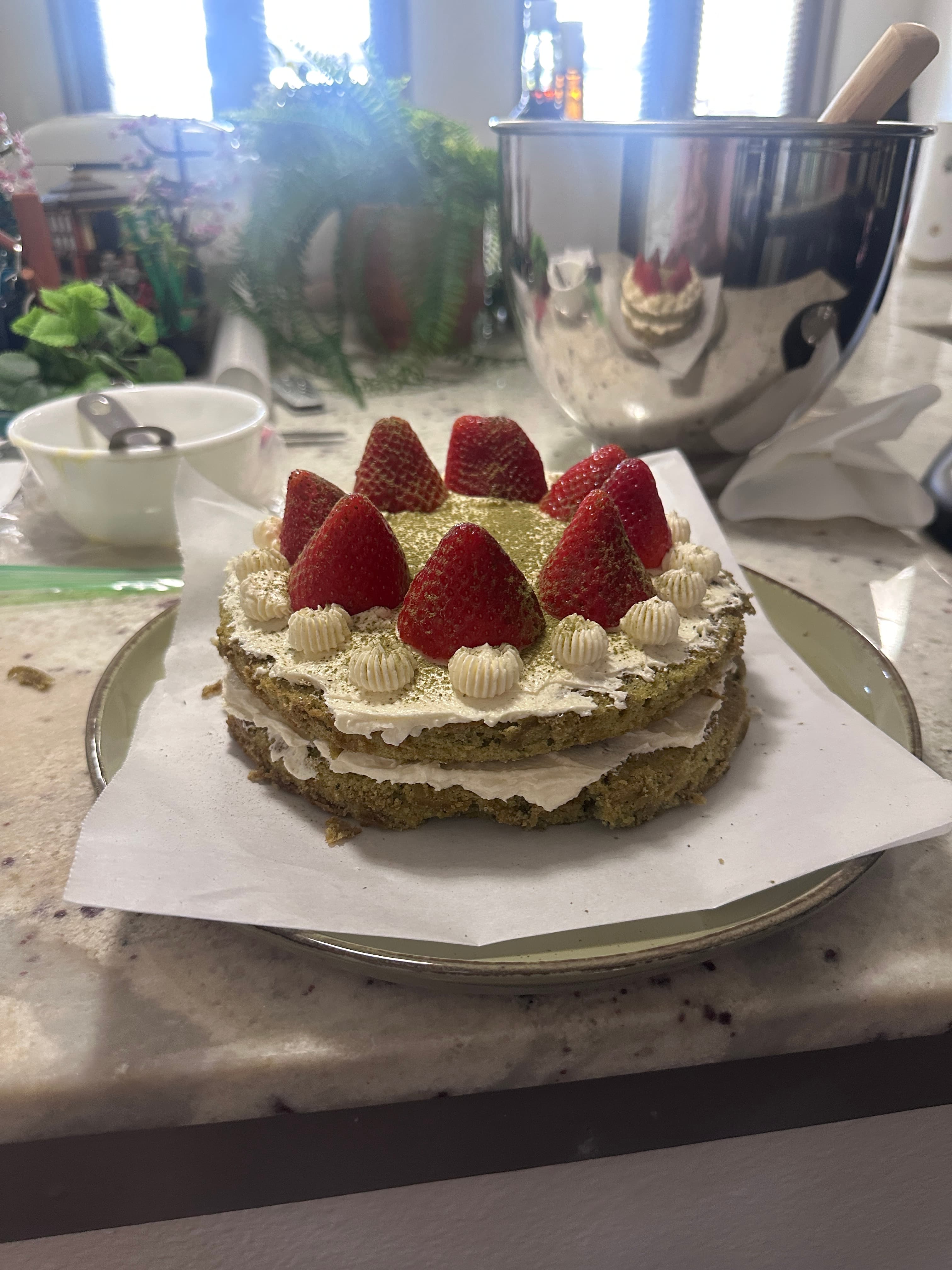 Nikita's Birthday!: Matcha Strawberry Cake 